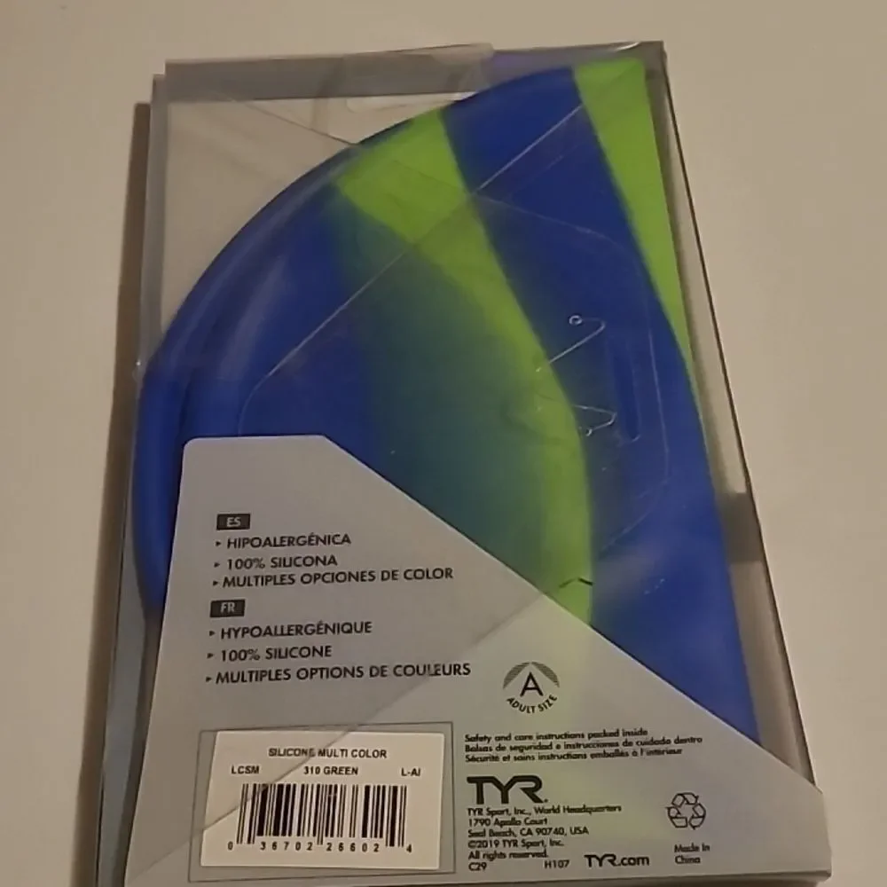 TYR Graphic Silicone Swim Cap - Blue and Green